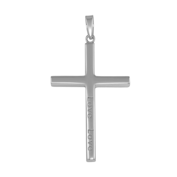 Sterling silver 9.25 Cross Necklace wt Pendant Etched Love - Picture 5 of 5